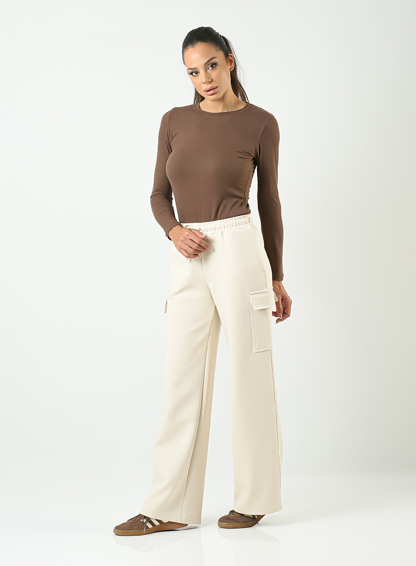 Pantalone za žene L3218 u bež boji