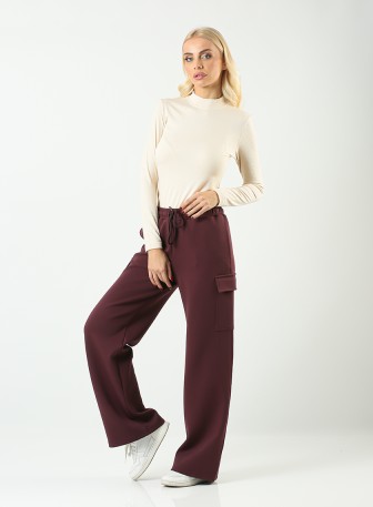 Pantalone za žene L3218 u bordo boji